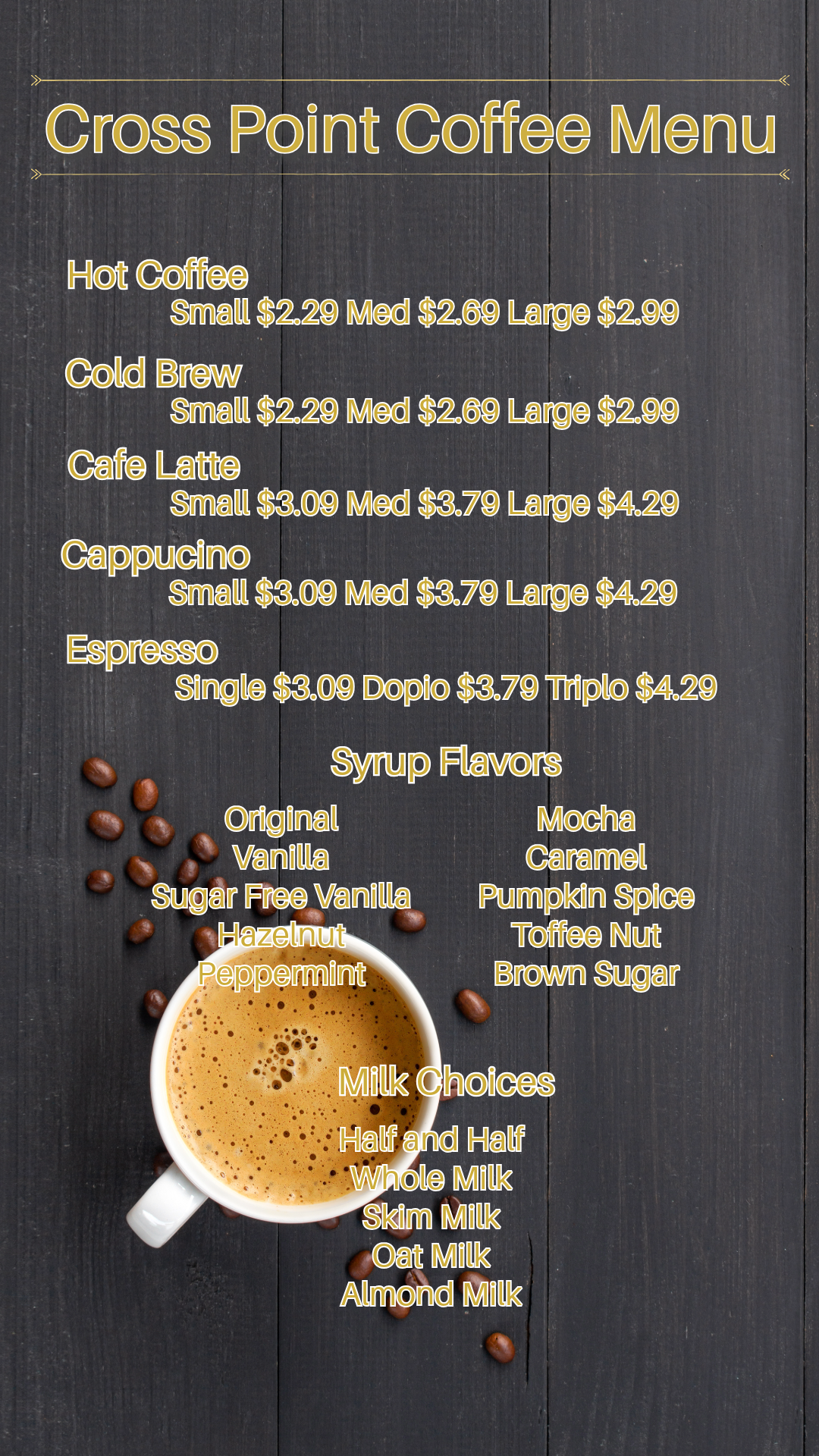 CrossPoint Cafe Everyday Menu
