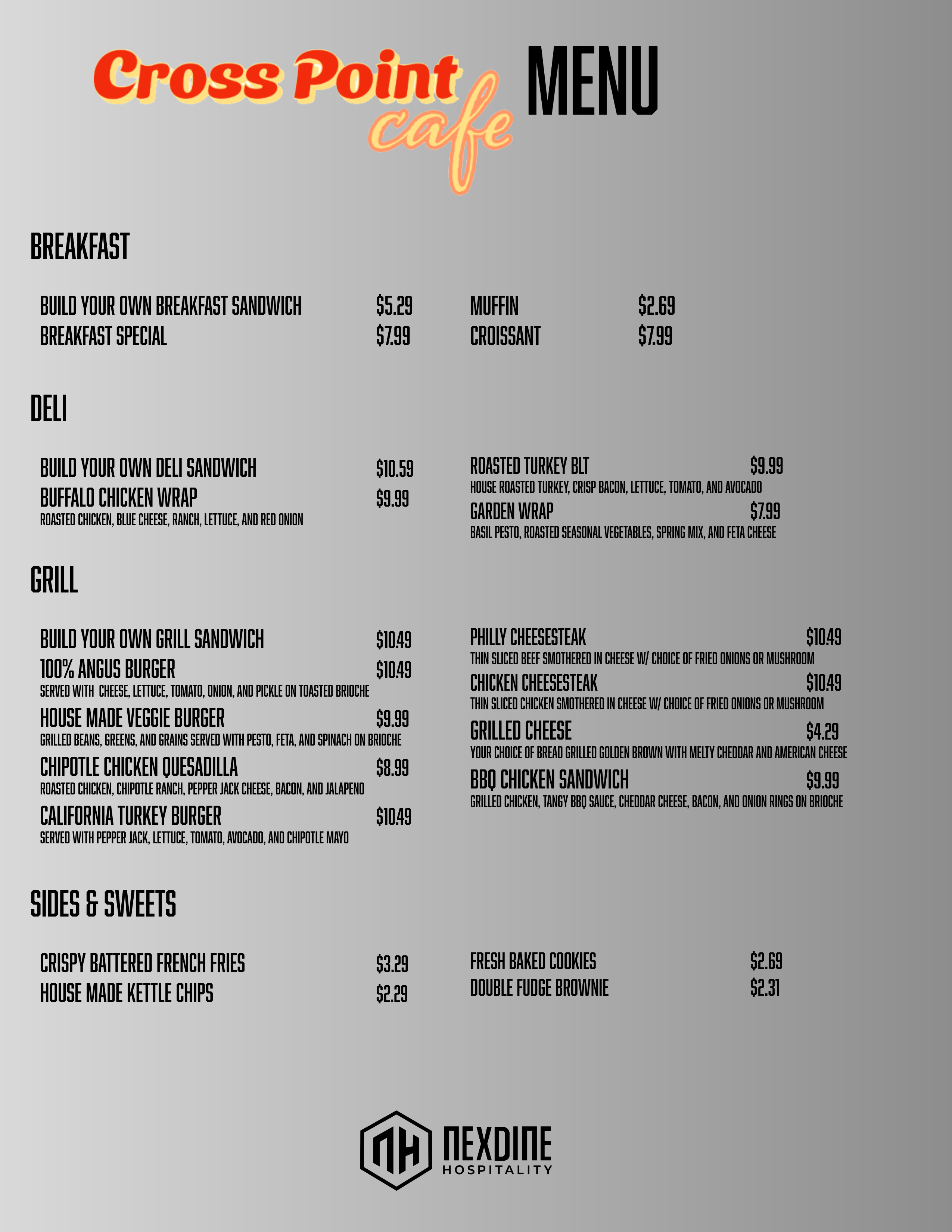 CrossPoint Cafe Everyday Menu